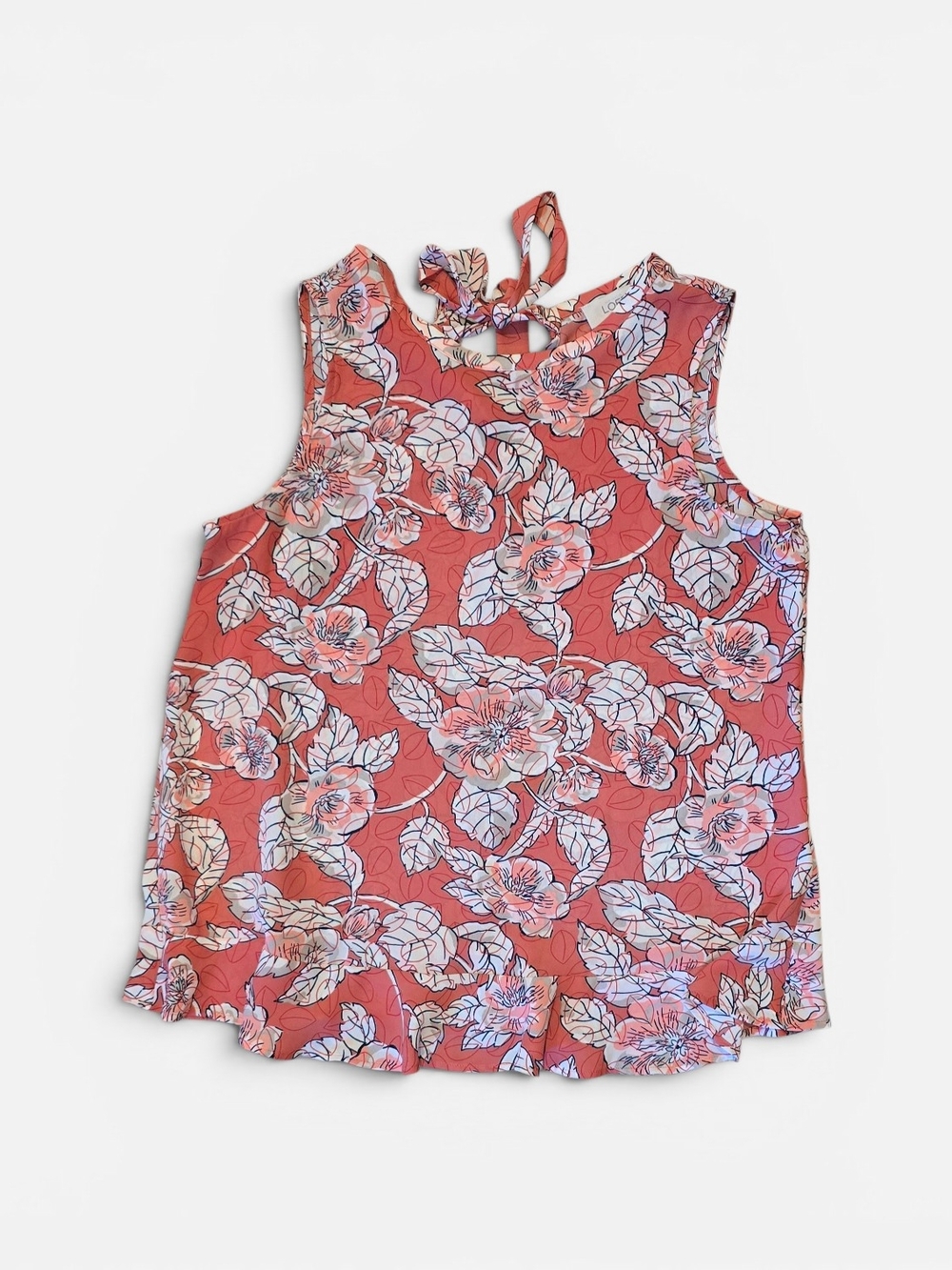 LOFT Coral Pink Floral Sleeveless Blouse Size SM Petite